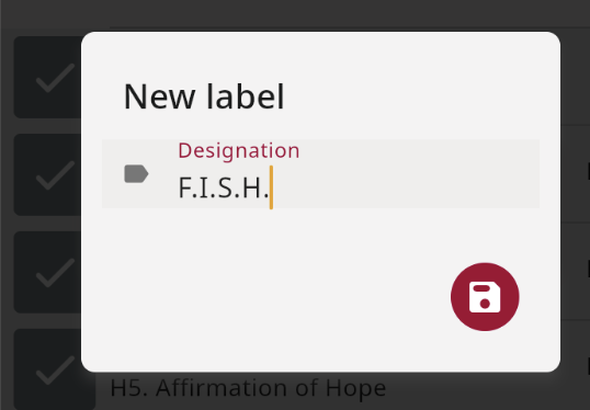Creating a new label in Remember Me